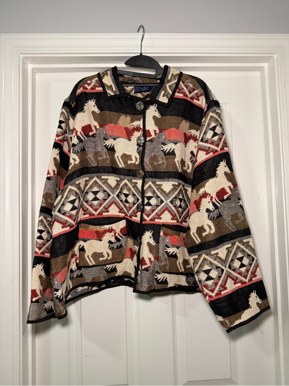 Women’s Vintage Jane Ashley Horse Tapestry Southwestern Western Jacket 3XL